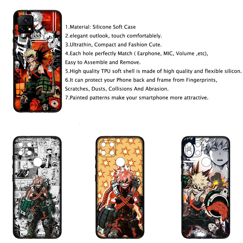 Чехол для iPhone 15 14 Xiaomi Redmi Note 13 12 11 Pro Max X 8 7 9 XR Samsung Galaxy S24 S23 OPPO A15 Huawei Bakugou Katsuki My Hero Academia BNHA Case