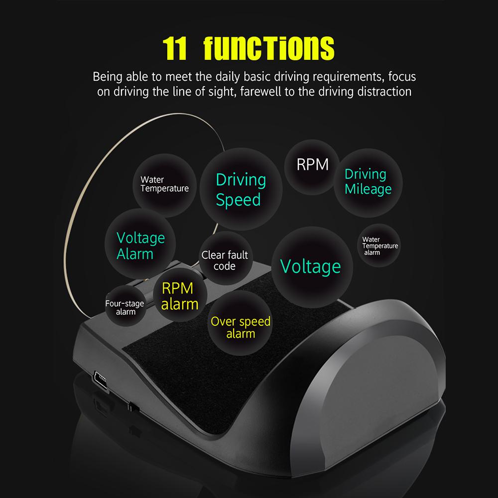 ZQKJ C700 Автомобильный HUD OBD2 Head Up Display Цифровой спидометр Автомобильный проектор для лобового стекла Измеритель температуры воды Аксессуары для датчиков