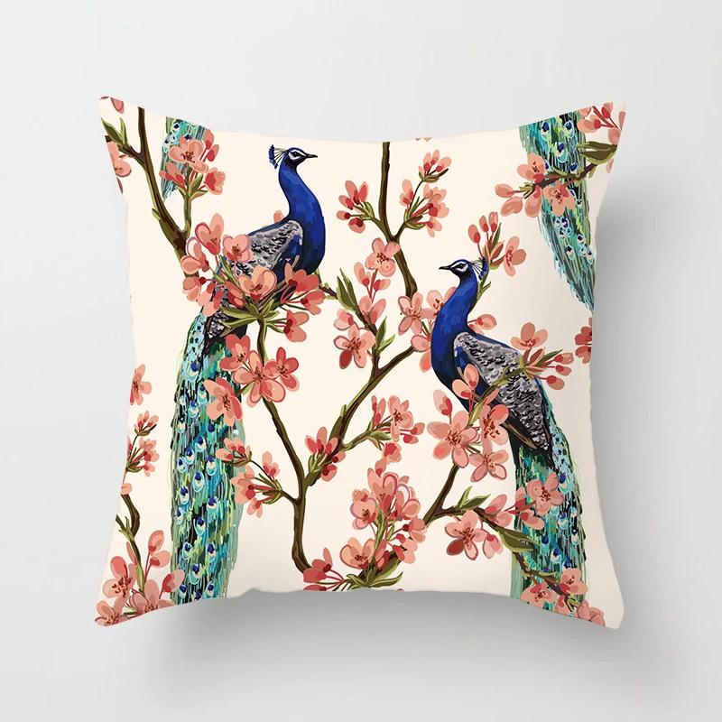 Роскошный чехол для подушки с павлином, высококачественный принт, подушка для домашнего дивана, плед для кафе-бара отеля