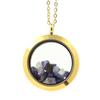 Stones and Minerals. Raw Benitoite Necklace. 30 Mm Medallion Model. Gold Color.