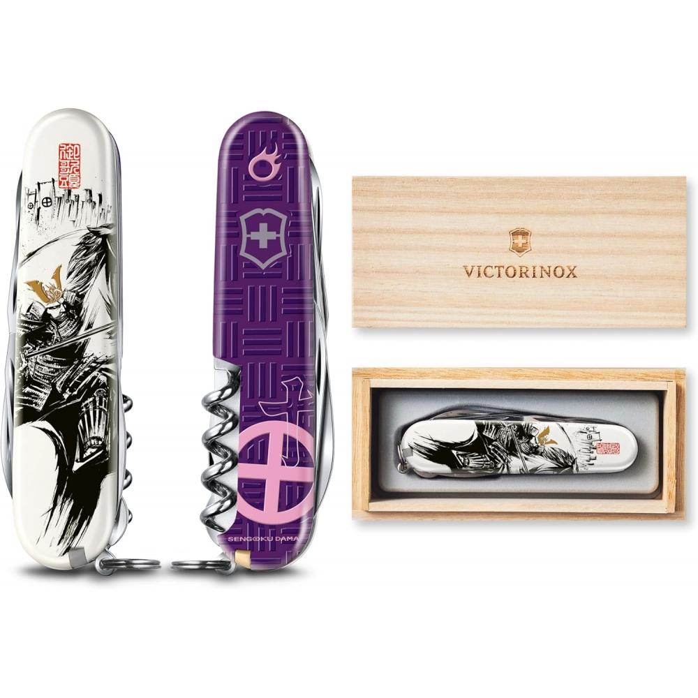 Многофункциональный швейцарский нож VictorInox с 14 функциями в специальной деревянной коробке