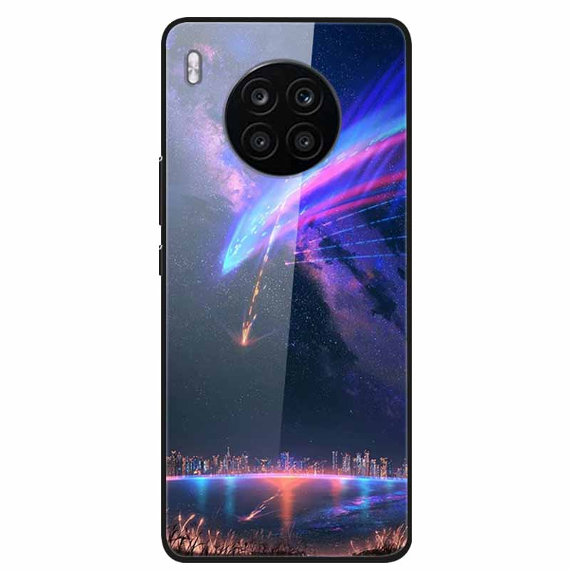 Закаленное Стекло Чехлы Для Honor 50 Lite Чехлы Защитные Модные Жесткая Задняя Крышка для Huawei Honor 50 Lite Чехлы для Телефона 50Lite Сумка