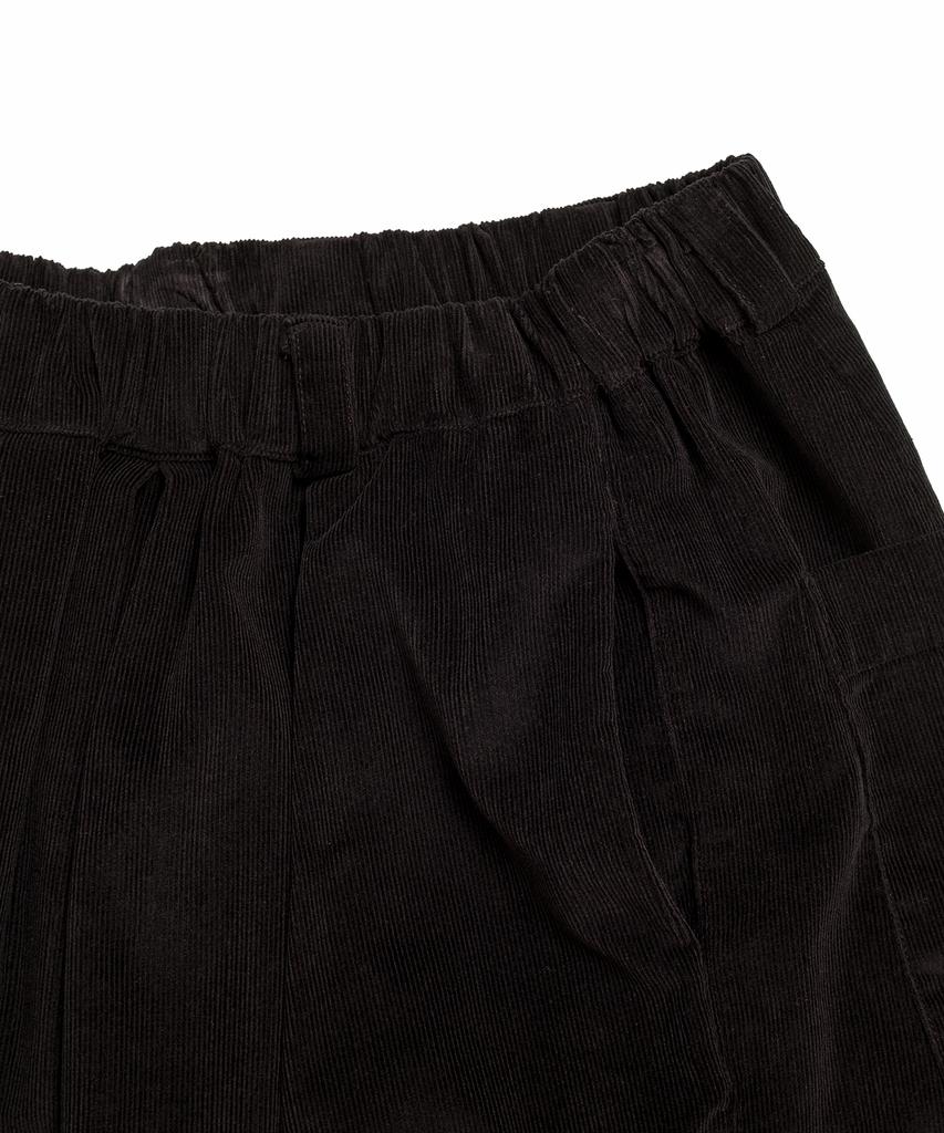 COTTON BELL Volume Pleated Corduroy Pants - Black