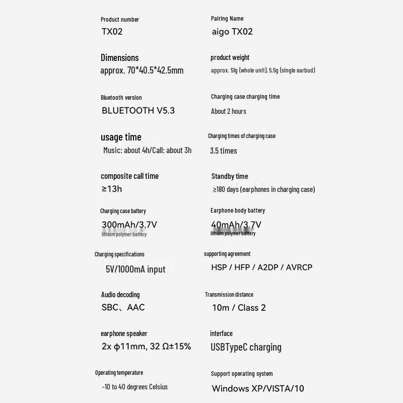 Aigo TX02 Clip-on Open-Ear Wireless Sports Earphones