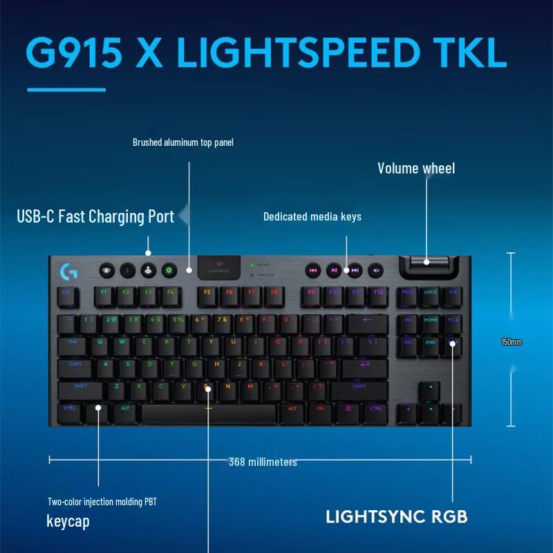 Logitech G915 X LIGHTSPEED TKL Низкопрофильная Беспроводная Механическая Игровая Клавиатура