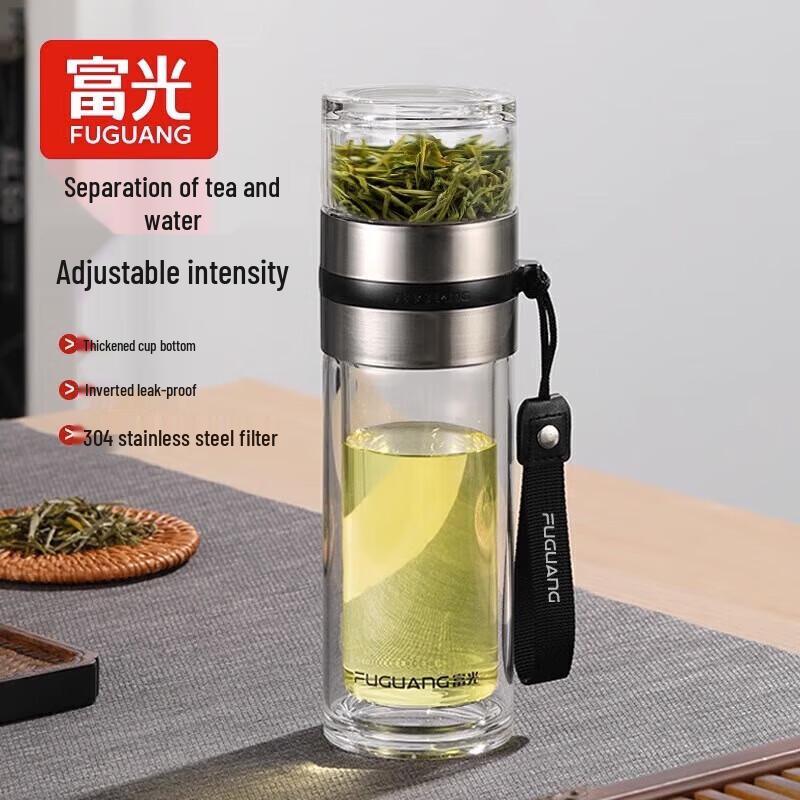 Fuguan Platinum Tea Master Double-Layer Glass Infuser Bottle