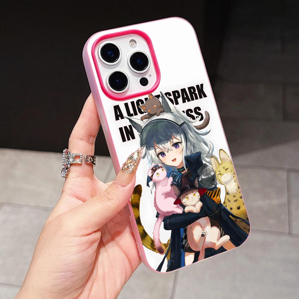 Arknights Grani Jelly Двухслойный Чехол для Мобильного Телефона Розово-Красный для iPhone 17 16 15 14 13 12 11 Air Pro Max Plus Защитный