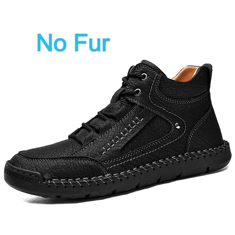Hot Sale High Quality Casual Leather Ankle Boot Men 2024 New Outdoor Antiskid Sneakers Luxury Winter Fur Plush Motorcycle Boots