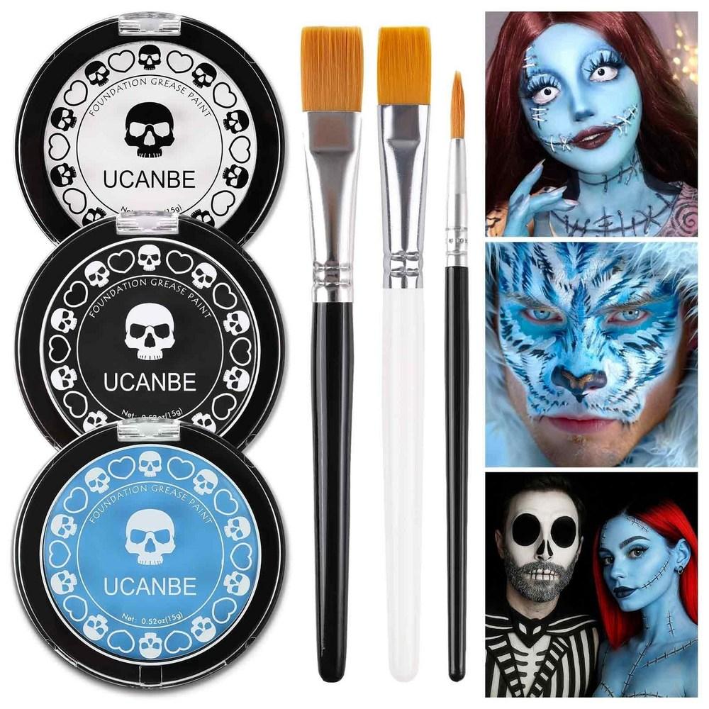 Adult Face Kit White Black Red Body Paint Halloween Makeup Set 1 pcs