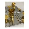 Set Of 3 Stainless Steel Square Tray Gold Macaron Holder And Gold Rose Bucket