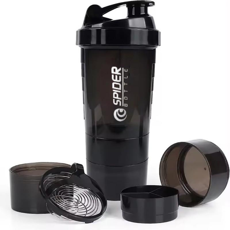Shaker Sportowy Bidon Do Odżywek Czarny Szejker Z Sitkiem 500Ml Do Białka