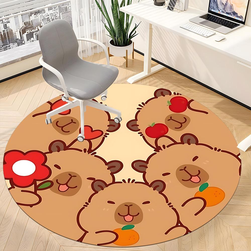 1PC Cute Capybara Chair Carpet for Office, Indoor Non-Slip Washable Carpet, Soft Comfortable Mat For Office Room yy250930069