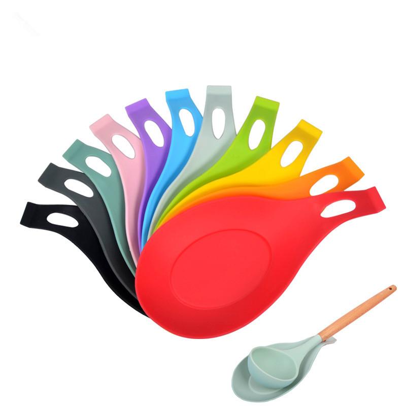 1pcs Spoon Holder Silicone Heat Resistant Spoon Rest Utensil Spatula Holder Gadget Kitchen Storage Home Kitchen Tool Garden