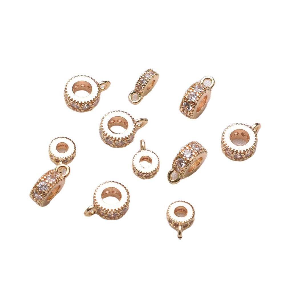 10pcs 18K Gold Bag Color-Preserving Micro-Inlaid Large-Hole Beads With Hanging Spacers Diy Handmade Bracelets, Necklaces, Beaded Jewelry Tee Beads