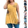 Women's Fashion Large Size Round Neck Sleeveless Casual Print Loose Pullover Top