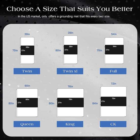 Заземляющий коврик с заземляющим шнуром Заземляющая подкладка на кровати Заземляющая терапевтическая токопроводящая простыня для улучшения сна Снижения беспокойства Облегчения боли