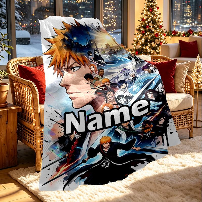 Custom Name Personalized BLEACH Print Blanket, Home Decor, Bedroom, Sofa, Camping, Couch, Gifts for Birthday ChristmasEnthusiasts