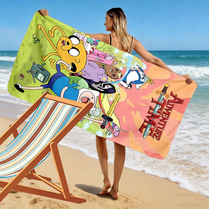 Adventure Time Print Beach Towel, Large Soft Quick Dry Towel for Beach Camping Swimming