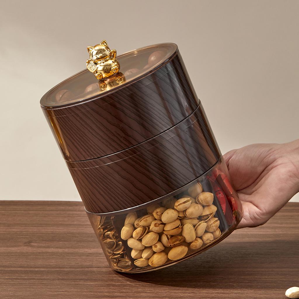 New Year Multi-layer Divided Food Storage Box With Lid Plastic Nut Candy Snack Organizer Sealed Dried Fruit Container