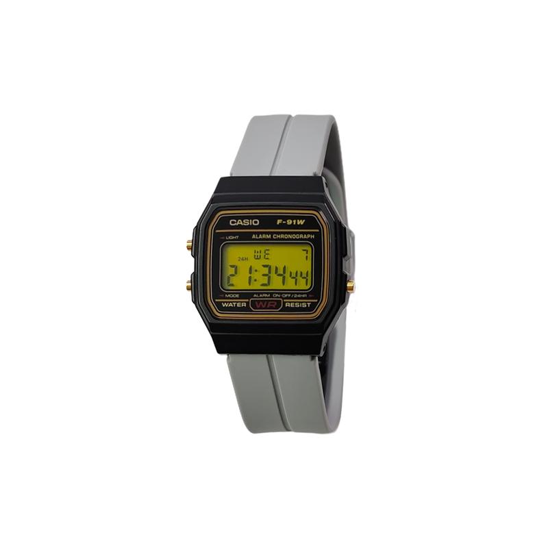 Casio Индивидуальные часы, модифицированная серия, желтое стекло, черный пластиковый корпус, классические ретро маленькие квадратные часы F-91WG-9, модифицированный купол F-91WG-9