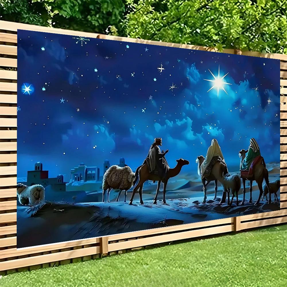 1pc Starlight Christmas Scene background banner suitable for Christmas party decoration garden and home decoration