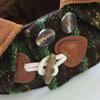 Knitted Plaid Pet Cape With Horn Button Dogs Cats Cozy Winter Accessory