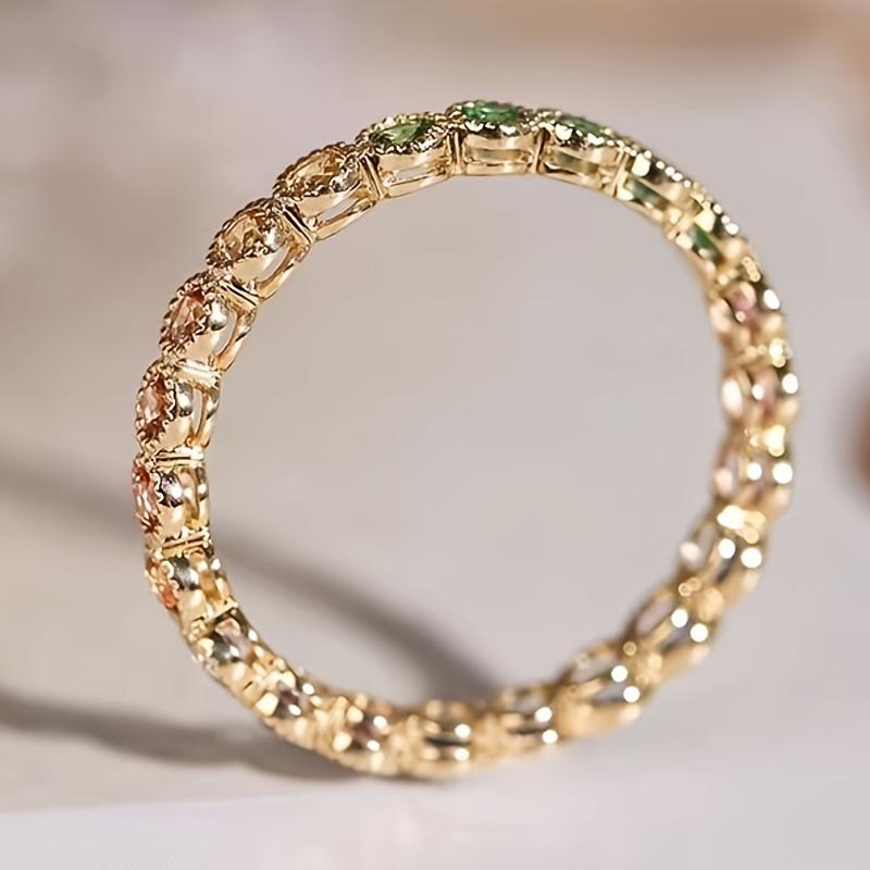 Women's Multi-Color Synthetic Ring Set - KC Golden Plated, Synthetic Cubic Zirconia Mosaic, All-Season Jewelry | Stylish Holiday Accessory | September