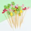 100pcs Hawaii Flamingo Pineapple Disposable Bamboo Food Pick Dessert Fruit Forks for Tropical Beach Birthday Wedding Party Decor