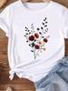 (Asian Size) Sweet Flower Trend Women Tee Top Clothing Casual T Shirt Fashion Printed Lady Female Graphic Short Sleeve T-shirts