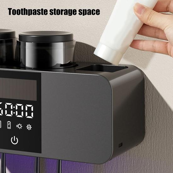 Перезаряжаемый держатель для зубных щеток с УФ-светом, цифровым дисплеем, большой емкостью, простой установкой, настенный органайзер для зубных щеток