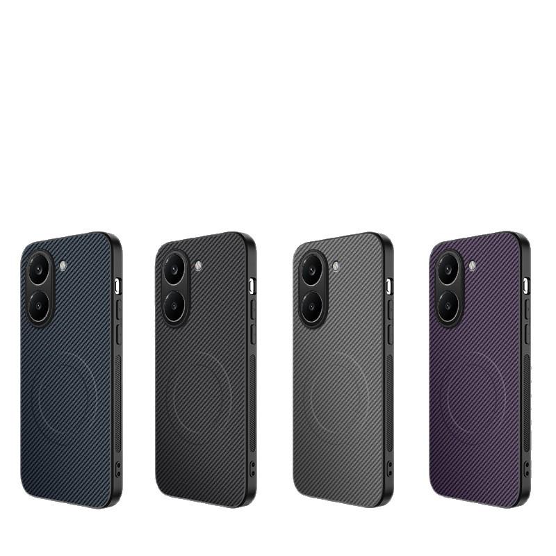 Совместим с Xiaomi Poco X8 Pro, Магнитный чехол Magsafe с текстурой из углеродного волокна и кожи, с полным покрытием объектива.