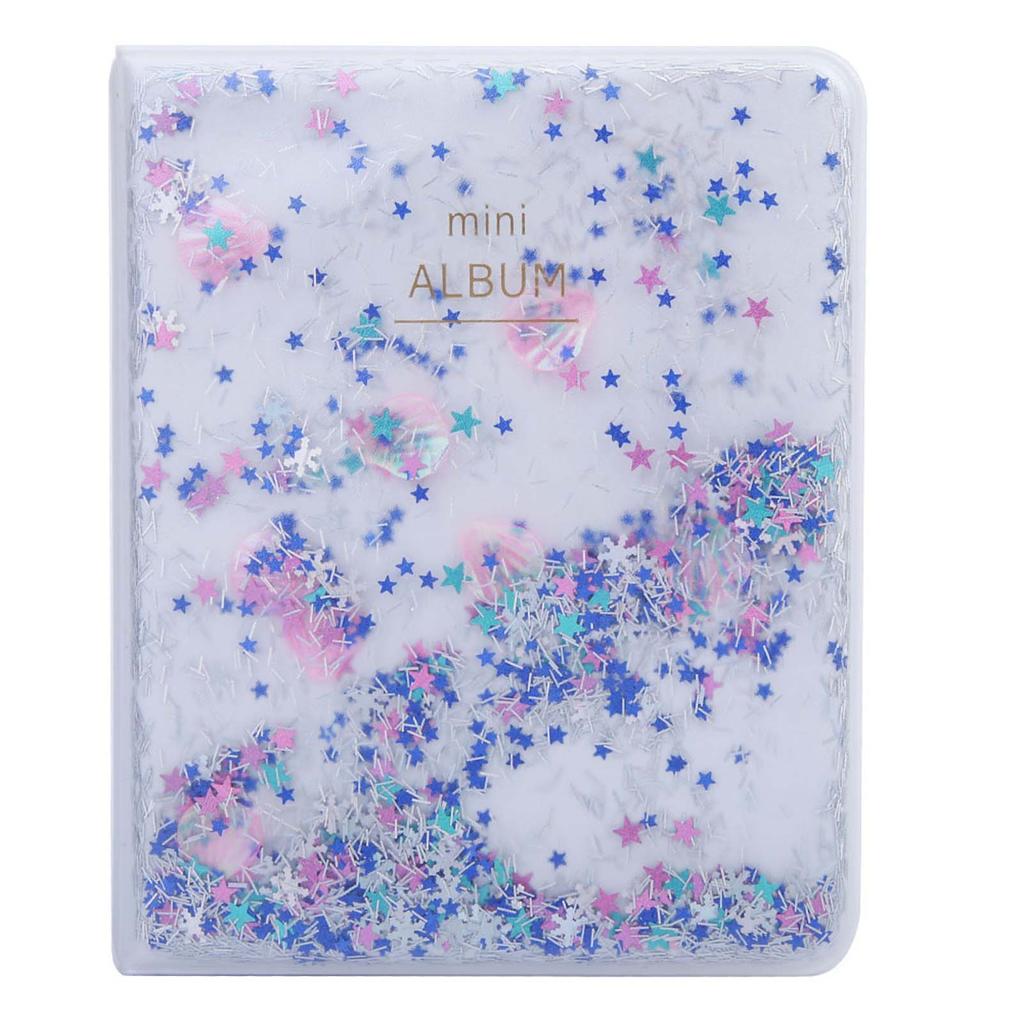 Quicksand Beads 64 Pockets 3 Inch Mini Photo Book Album For Instax Camera Photos(blue)
