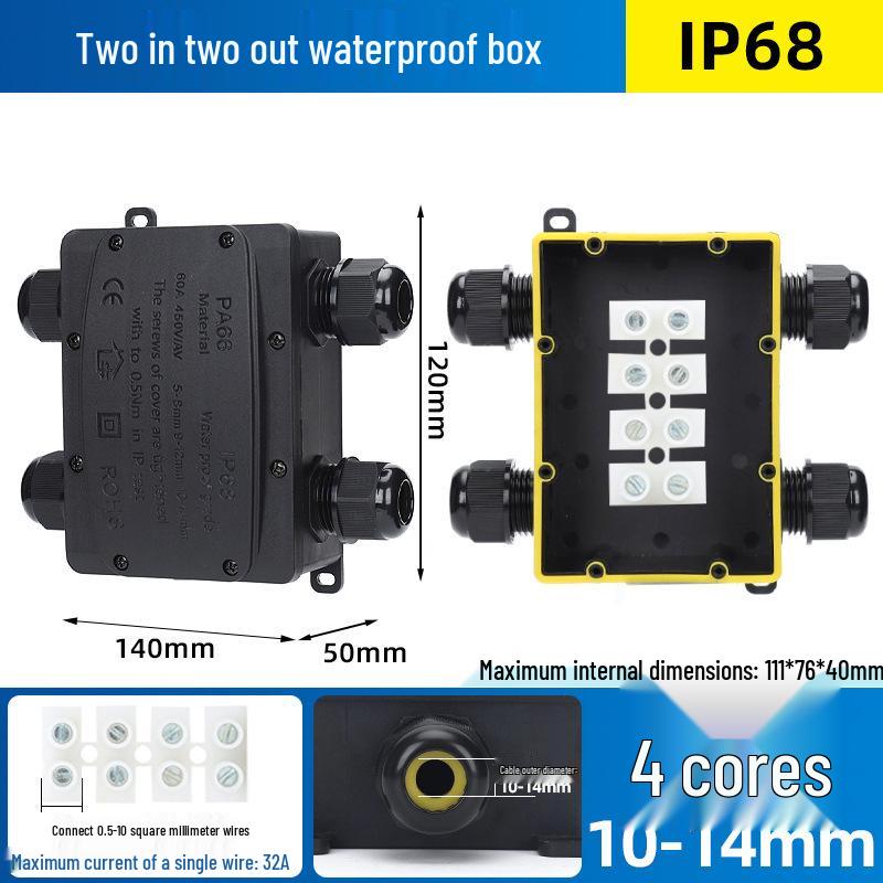 Outdoor IP68 Rainproof Plastic Junction Box with Terminal Block for PC Rooms & Street Lighting