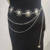 Waist Chain for Women Smiling Face Metal Sun Flower Belt Body Chain Adjustable Dress Waist Decoration