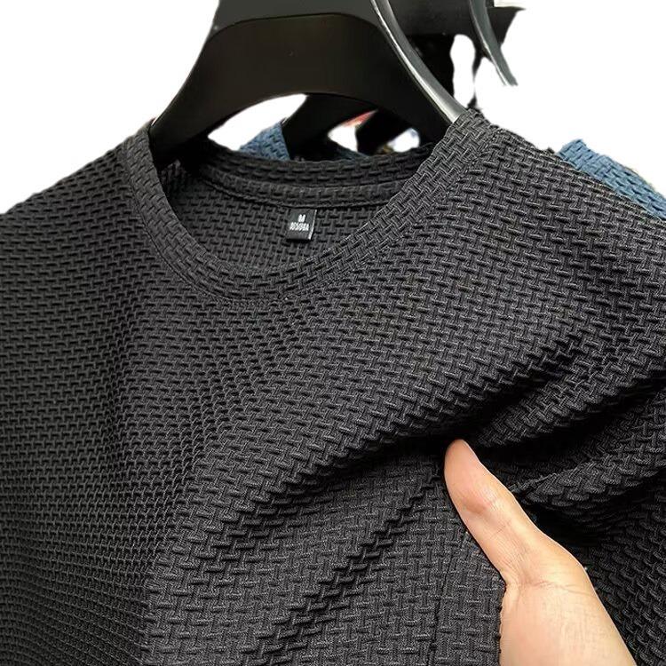 Футболка мужская Ice Silk Breathable Mesh с короткими рукавами 2024 года – ультратонкая, с круглым вырезом, летняя одежда