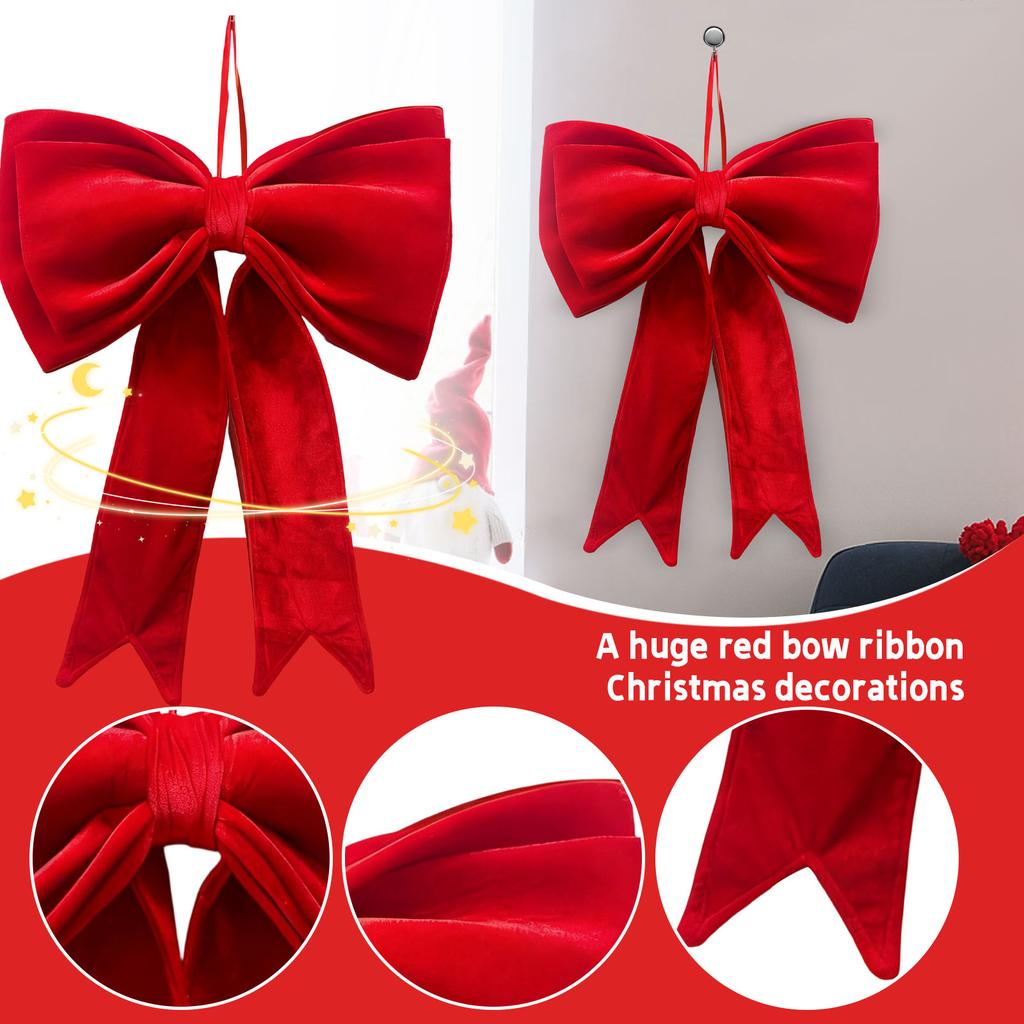 Christmas Tree Decorations, Large Red Velvet Bow Decorations, Shop Window Decorations, Background Wall Decorations