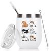 Livole Cat Perfect for Women and 350ml Stainless Steel Tumbler with Lid and Insulates for Hot or Cold Cute Gift Gift, Men, Straw, Drinks, (White)