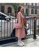 Women's Pink Double-Faced Cashmere Mid-Length Hepburn-Style Coat - 2025 Autumn/Winter Korean Fashion
