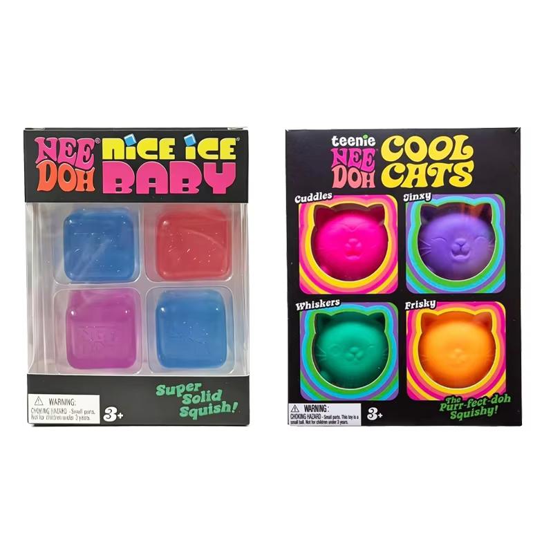 Needoh Nice Ice Baby Набор из 4 шт. Сжимаемые кубики льда Охлаждающий набор C Сенсорные игрушки для сжатия Снятие тревоги Стресс-мячи СДВГ Сенсорный подарок