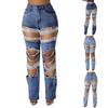 Broken Hole Heavy Industry Nail Bead Elastic Jeans Pants For Women