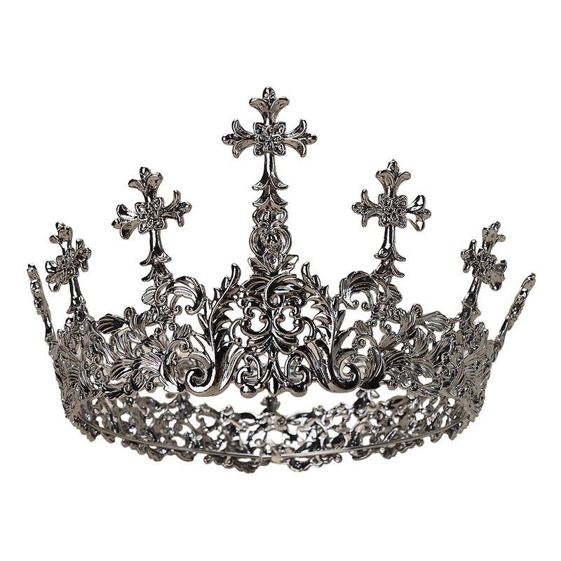 Retro Palace Crown Crown Baroque Iron Cross Decorative Crown High-end Headwear
