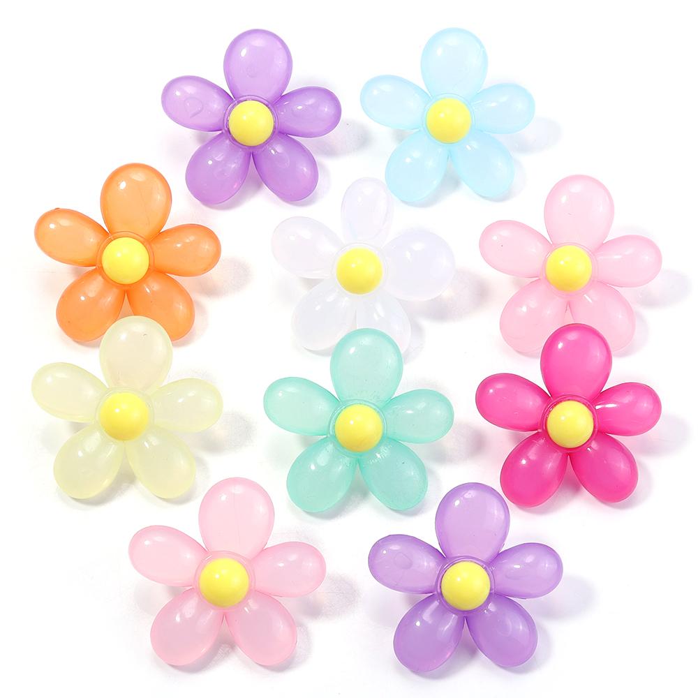 10pcs/lot Acrylic Flower Beads Jelly Color Sunflower Beads Loose Spacer Beads For Jewelry Making DIY Necklace Hair Accessories