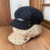 Polka dot octagonal hat, newsboy hat, female star pendant, beret cap, autumn and winter shopping to modify the face shape, temperament hat