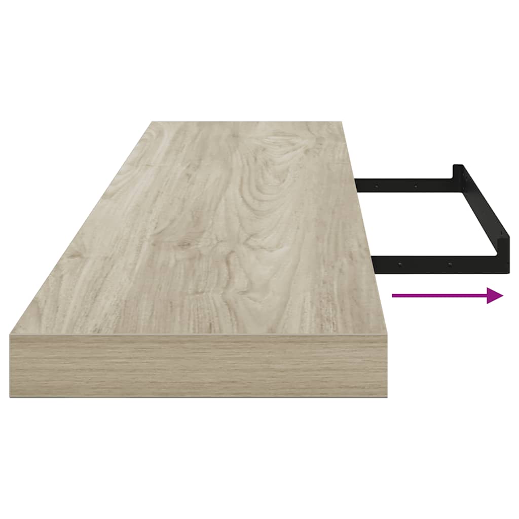 Floating Shelves Set 4 Pieces Oak Effect 120 x 23.5 x 3.8 cm MDF