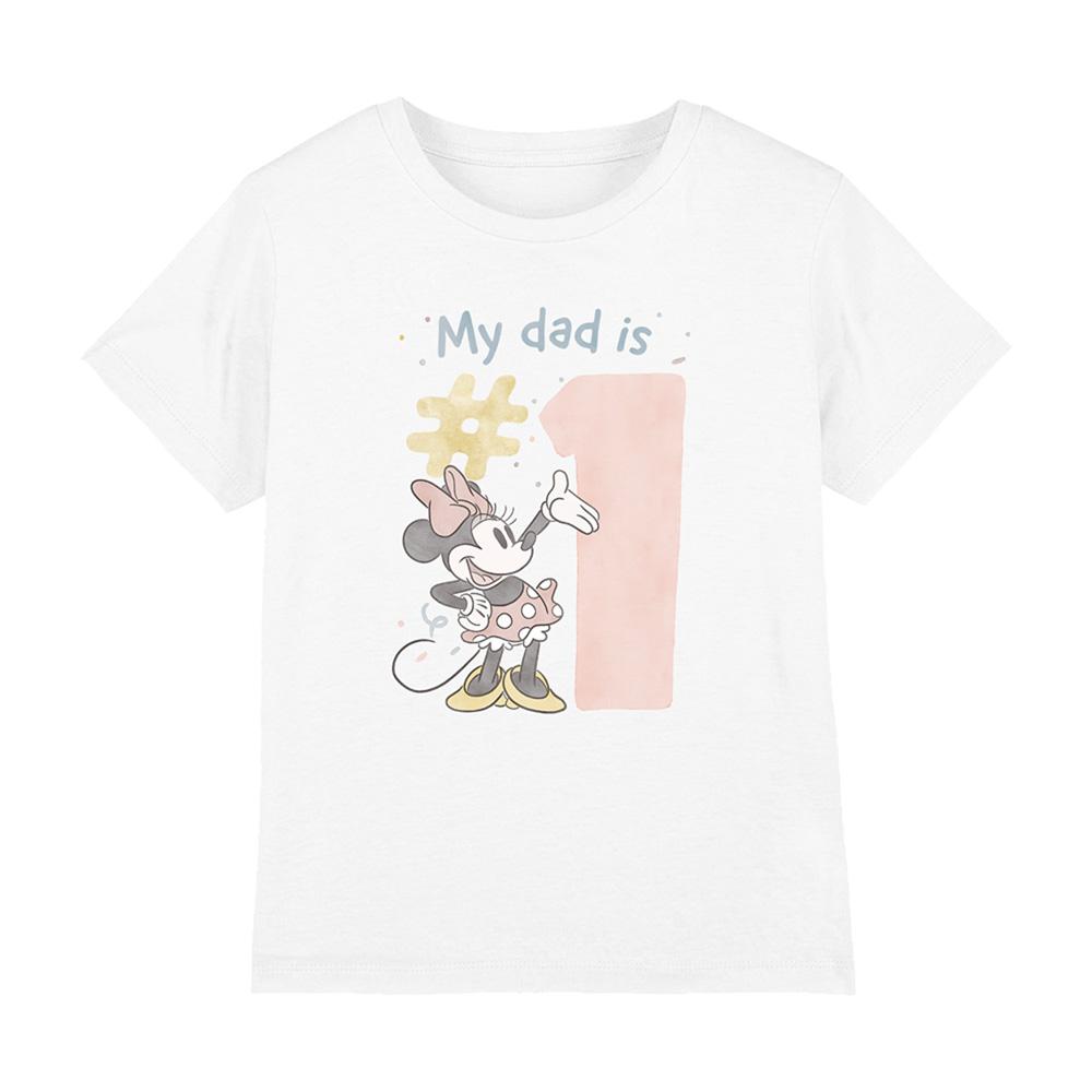Minnie Mouse Girls My Dad is No 1 Watercolour T-Shirt