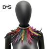 Faux Feather Scarf Faux Pearl Decor Soft Adjustable Lace-up Ribbon Retro Gothic Collar Cosplay Party Stage Performance Faux Feather Collar Dancer