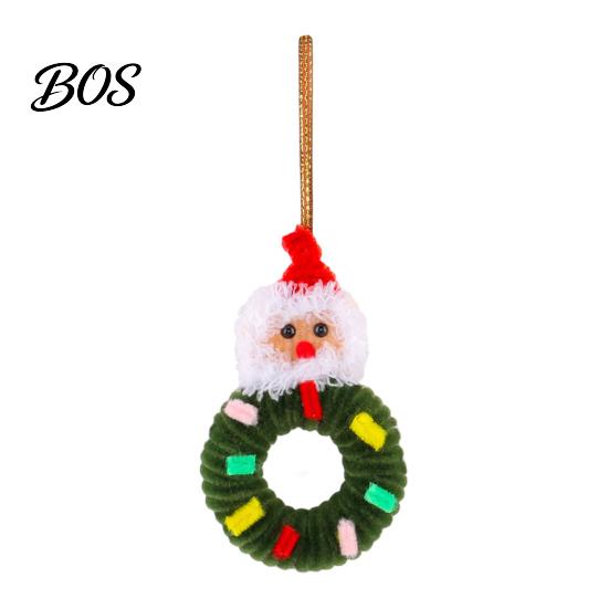 Decorative Door Lintel Wreath Handmade Pipe Cleaner Christmas Ornament, Chenille Stems Mini Festive Wall Hanging Crafts with Bow Bells for Holiday