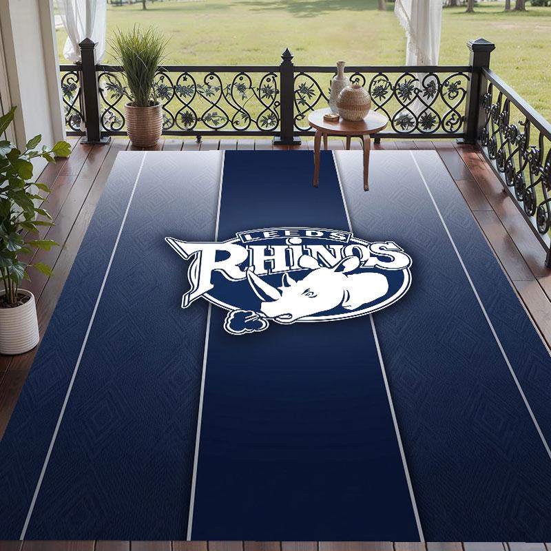 Soft Floor Carpet Leeds Rhinos Pattern Area Rug Decorative Mat For Home Room Decoration