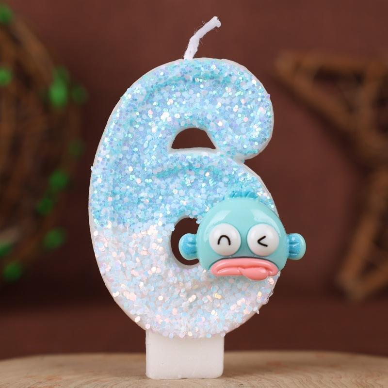 Ugly Fish Cartoon Number Birthday Candle Cake Decoration Holiday Birthday Celebration Handmade Candle 0-9diy