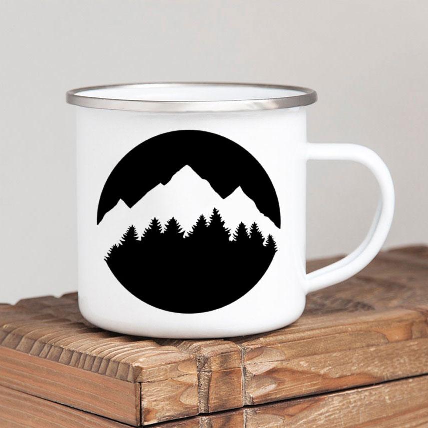 Эмалированная кружка для кофе Forest Camp Adventure Together Camping Cup Идея подарка для Camper Campfire Кружки для походов на открытом воздухе Фестиваль путешествий